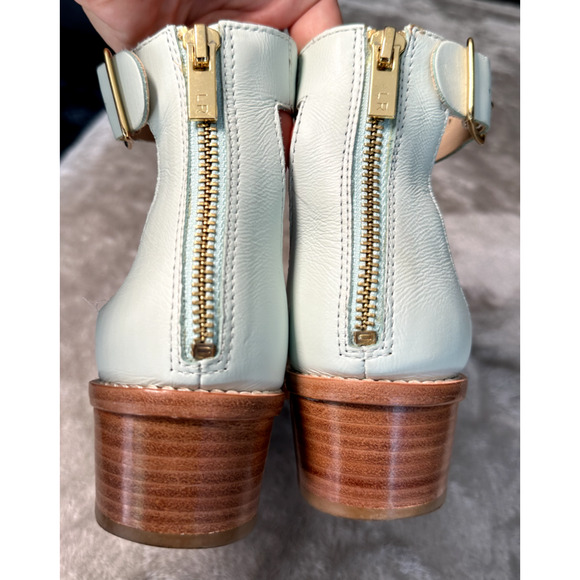 Loeffler Randall Henry Animal Print Gold Blue Block Heel Sandals Womens Size 7 - Picture 4 of 10